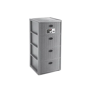 Stefanplast Cassettiera Elegance Rattan 4 Cassetti Grigio