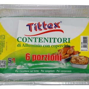 Contenitori di Alluminio con Coperchio 6 Porzioni - 2 pezzi